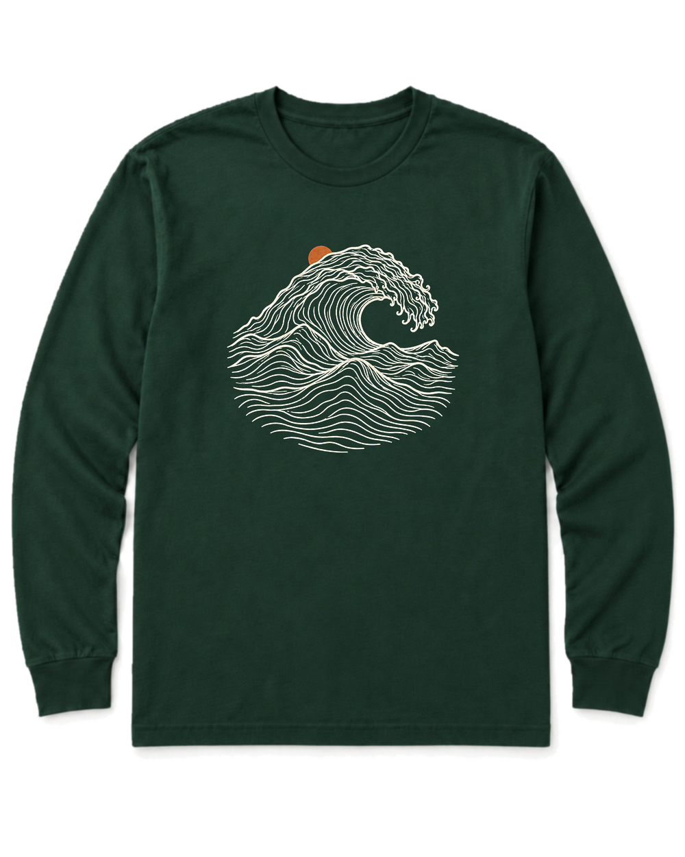 Ocean Wave Long Sleeve Shirt - Forest Green
