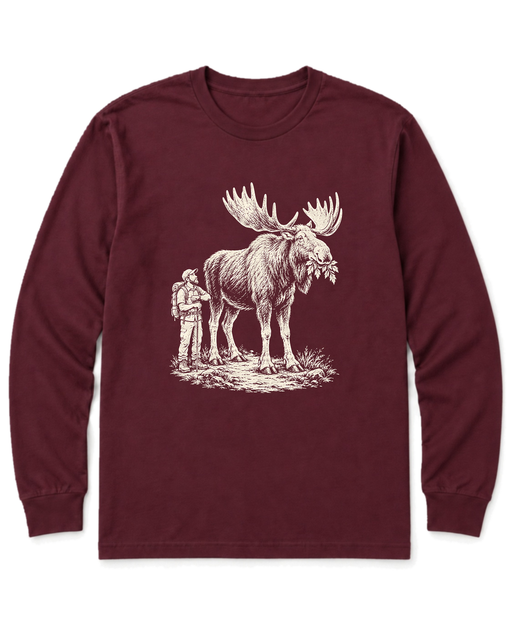 Moose Right of Way Long Sleeve Shirt - Maroon