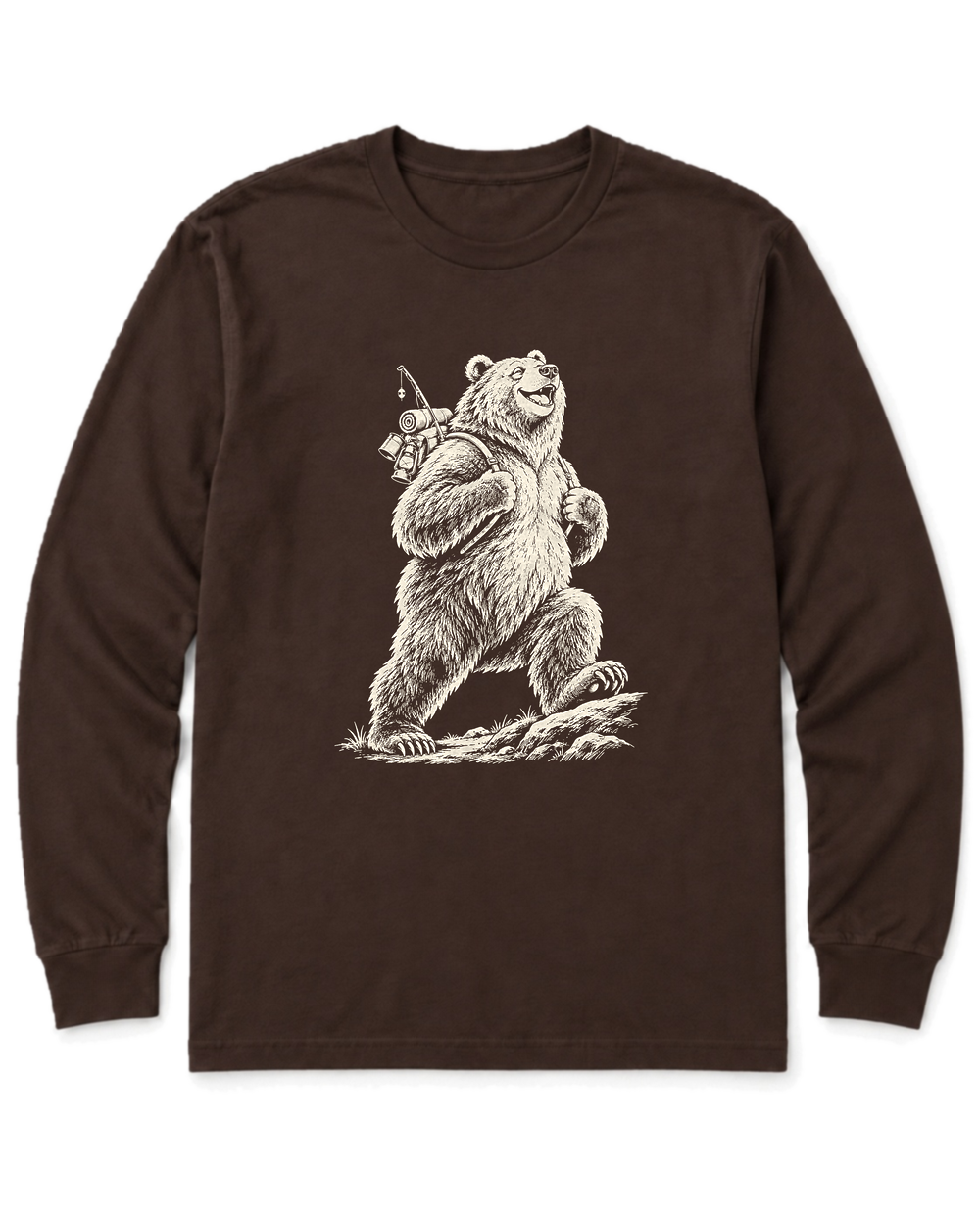 Tiny Backpack Grizzly Long Sleeve Shirt - Dark Chocolate