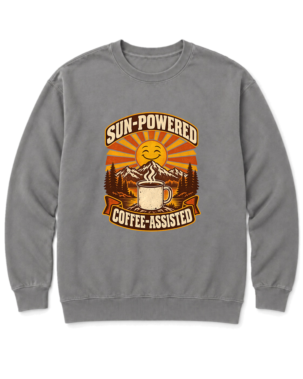 Sun-Powered, Coffee-Assisted Sweatshirt - Grey