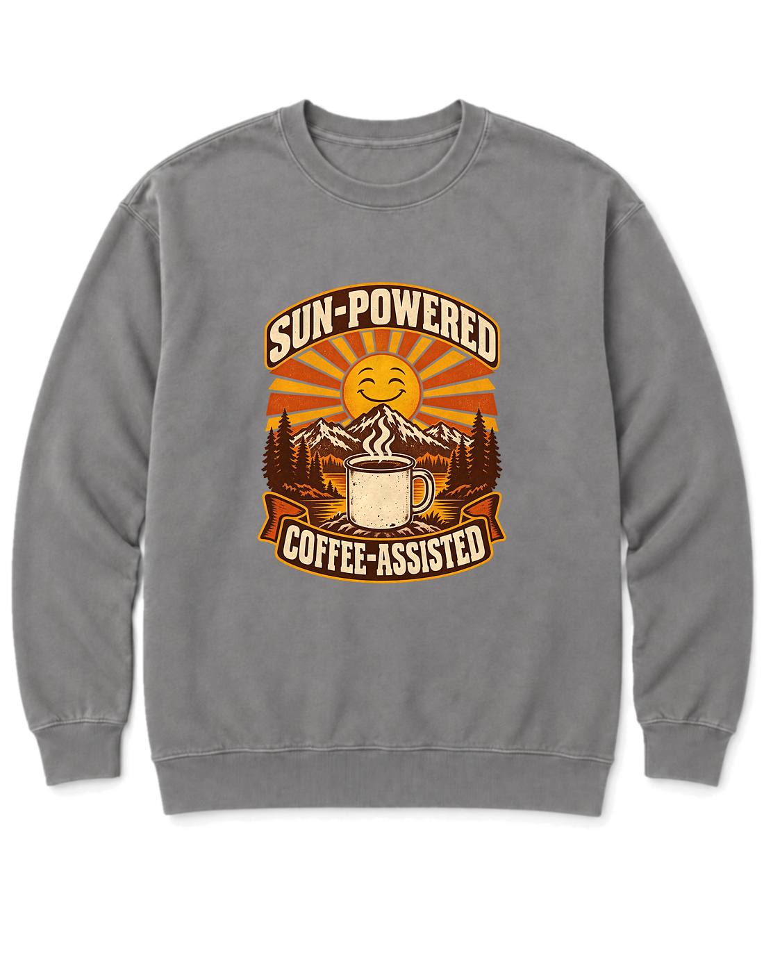 Sun-Powered, Coffee-Assisted Sweatshirt - Grey