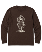 Tree Pose Bear Long Sleeve Shirt - Dark Chocolate
