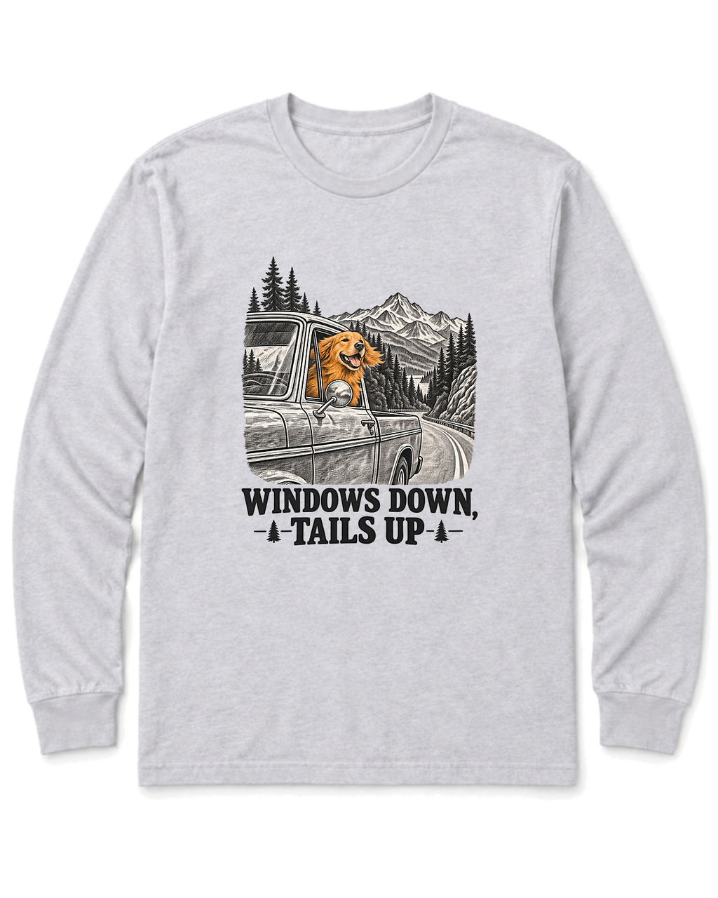 Windows Down, Tails Up Long Sleeve Shirt - Ash