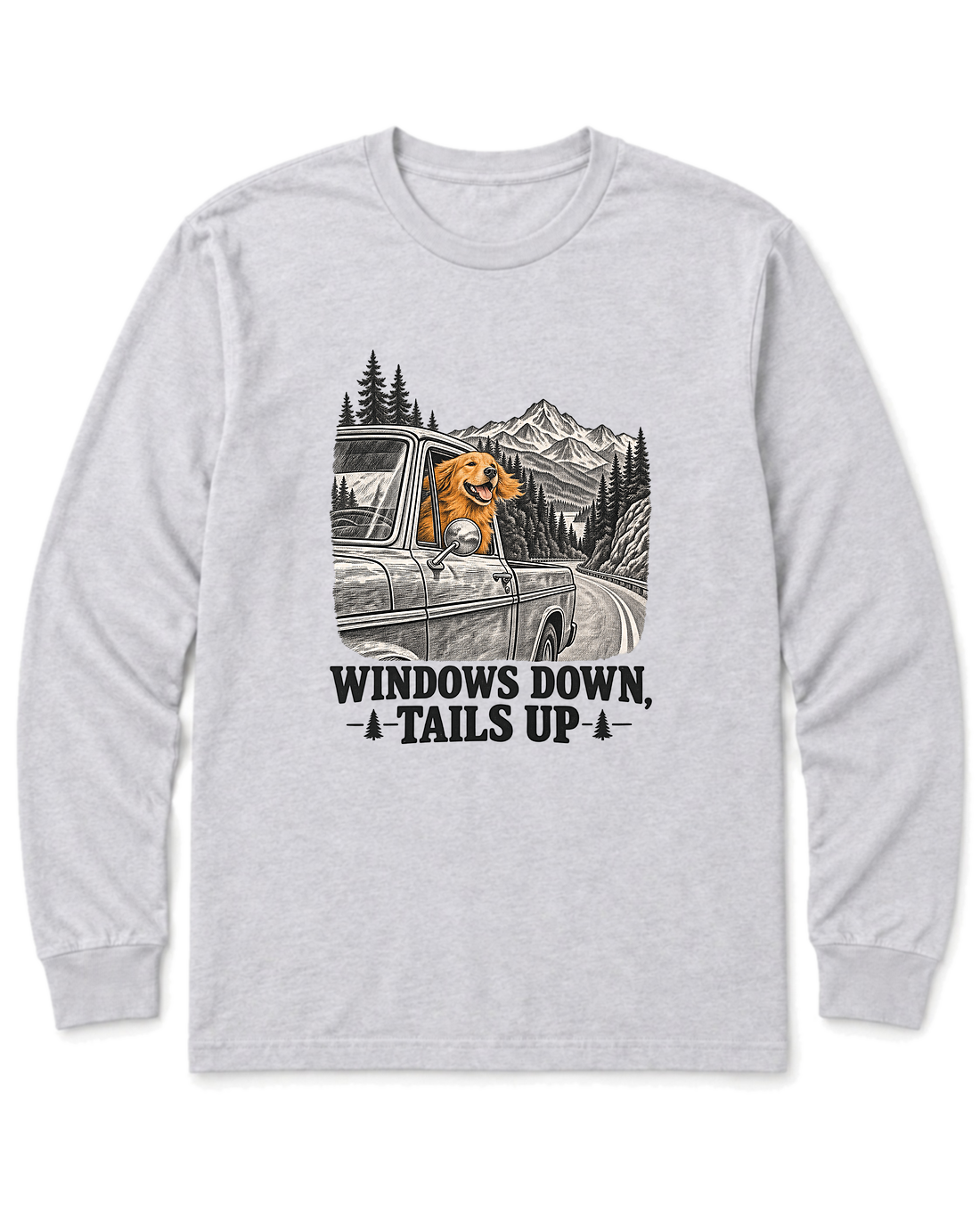 Windows Down, Tails Up Long Sleeve Shirt - Ash