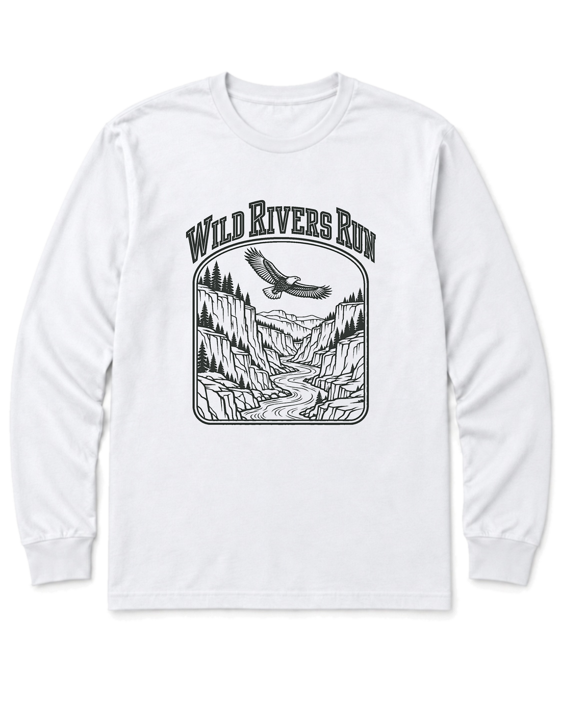 Wild Rivers Run Long Sleeve Shirt - White