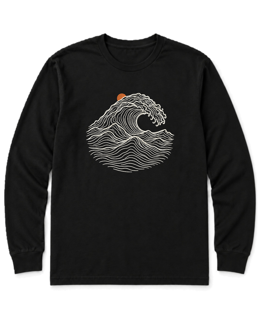 Ocean Wave Long Sleeve Shirt - Black