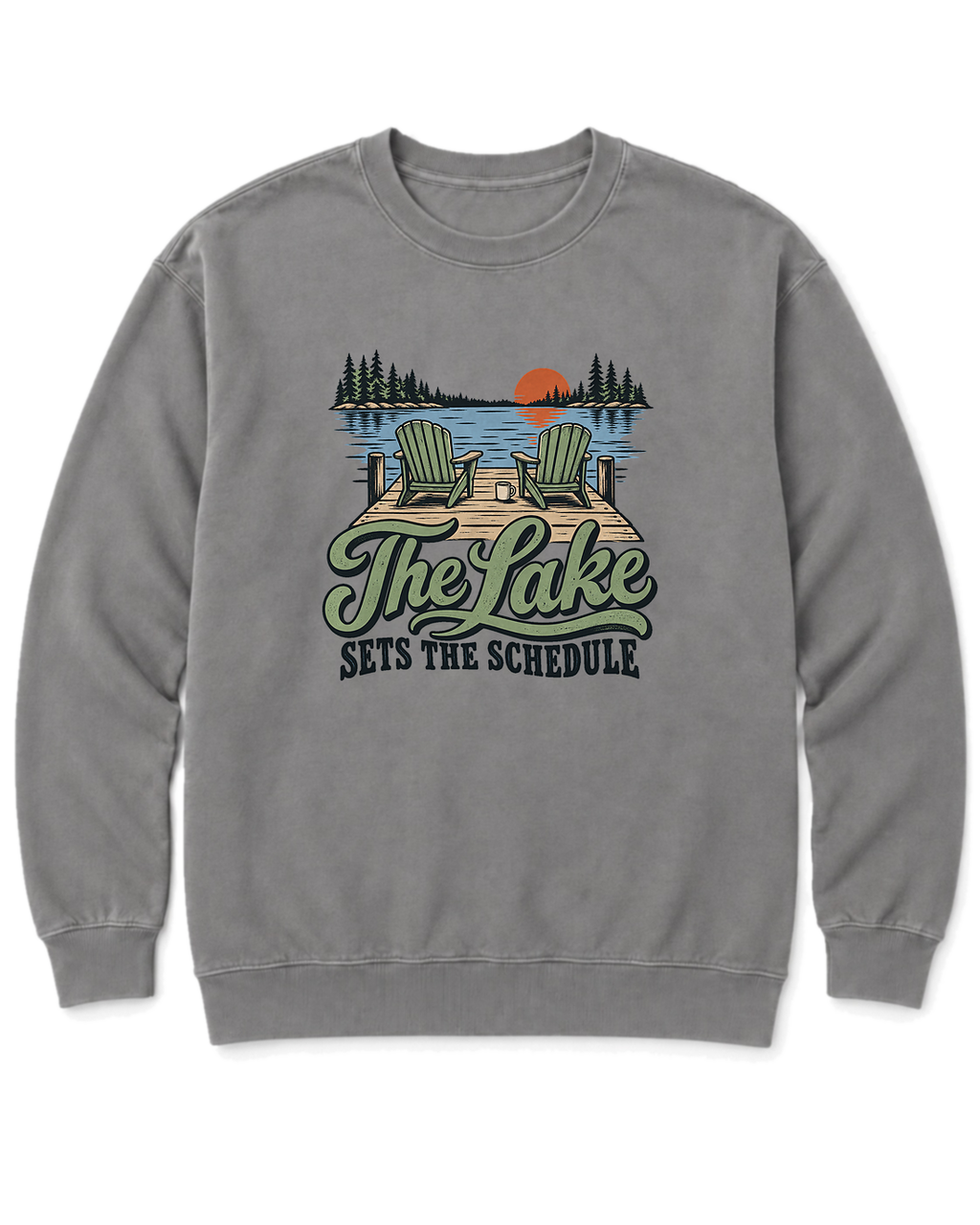 The Lake Sets the Schedule Sweatshirt - Grey