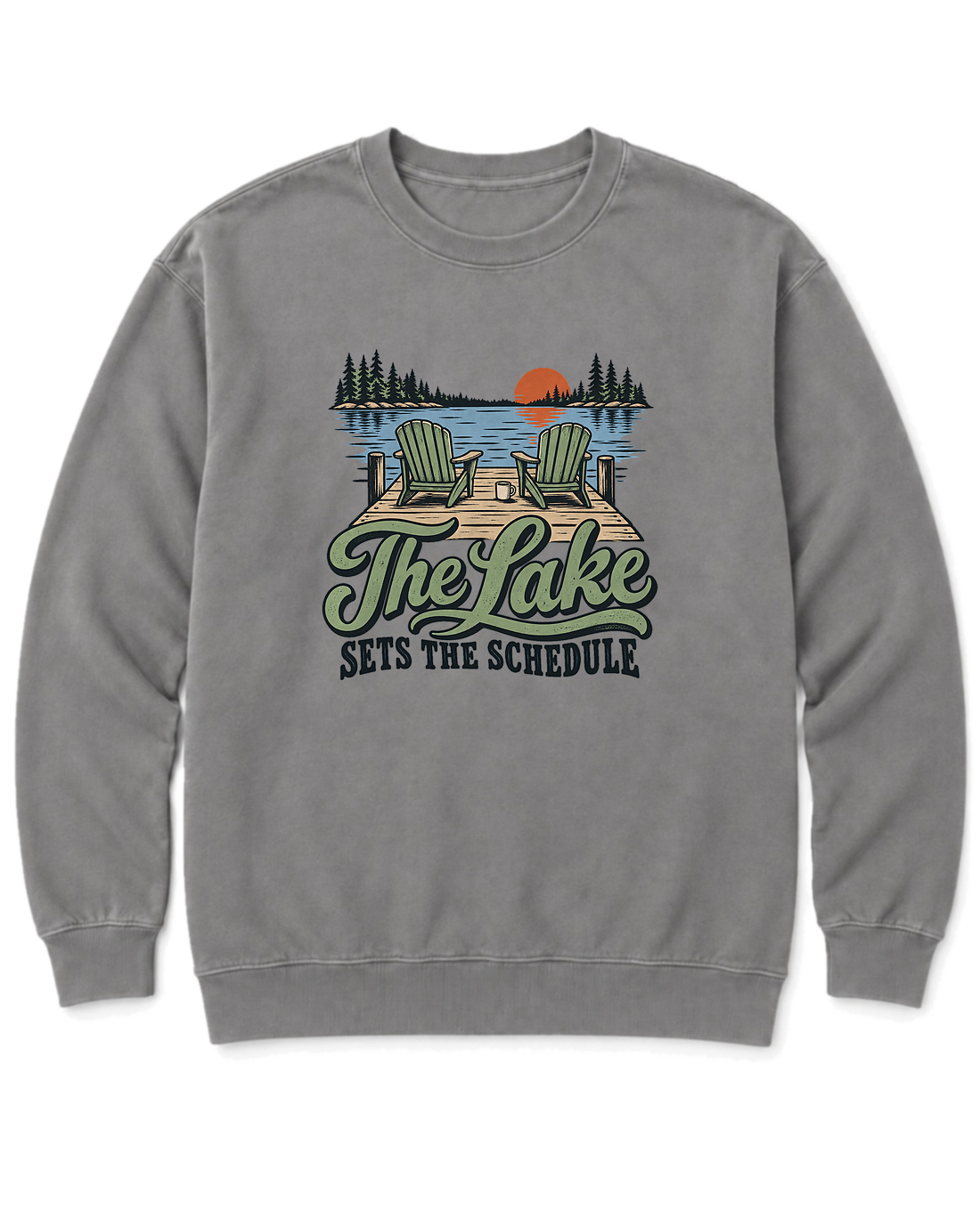 The Lake Sets the Schedule Sweatshirt - Grey