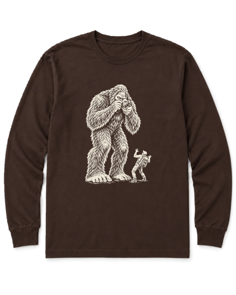 Bigfoot Photographer Long Sleeve Shirt - Dark Chocolate