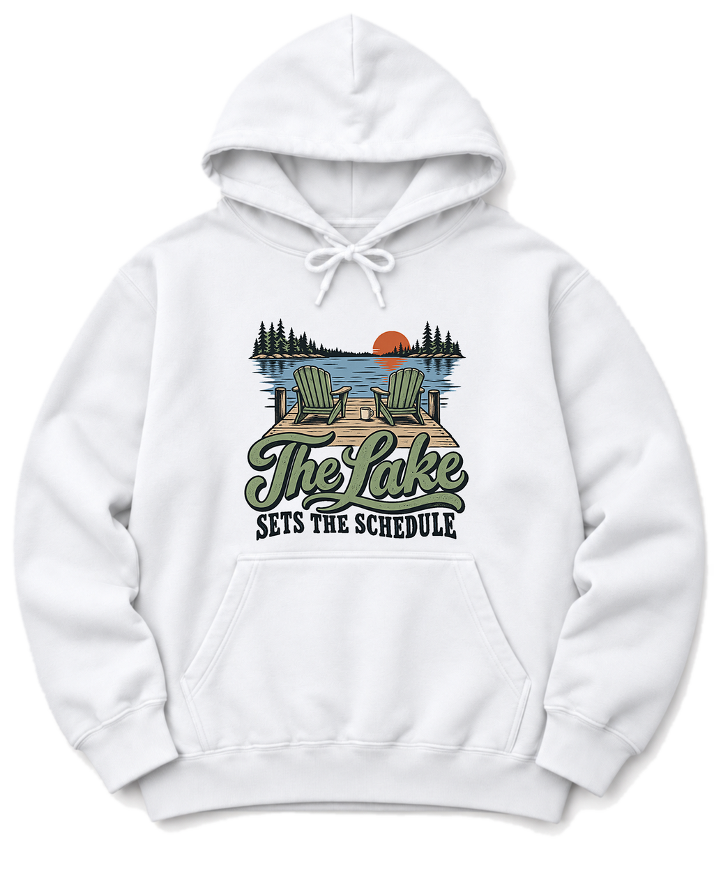 The Lake Sets the Schedule Hoodie - White