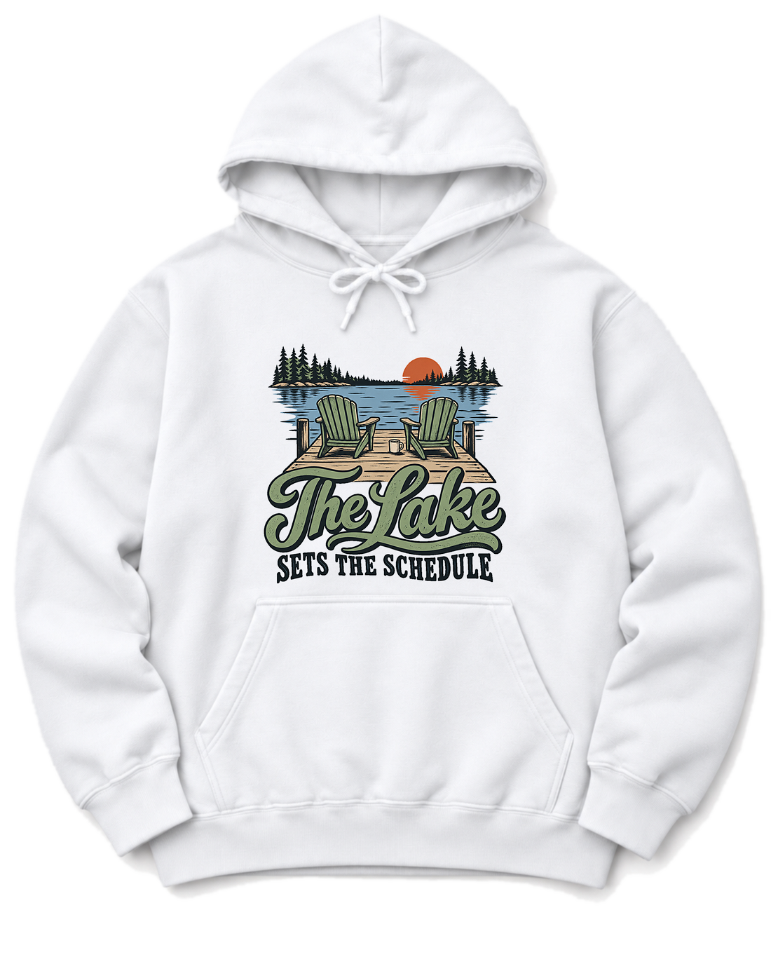 The Lake Sets the Schedule Hoodie - White