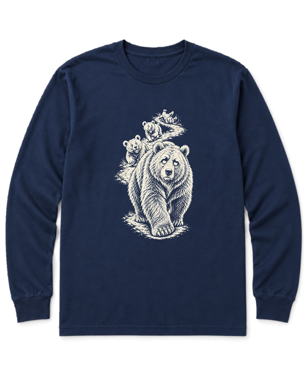 Mama Bear Hike Long Sleeve Shirt - Navy