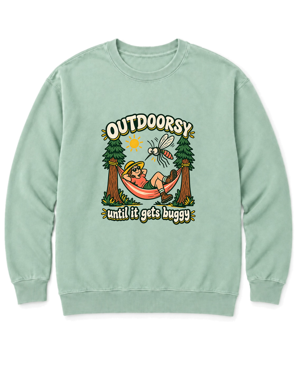 Outdoorsy Until It Gets Buggy Sweatshirt - Chalky Mint