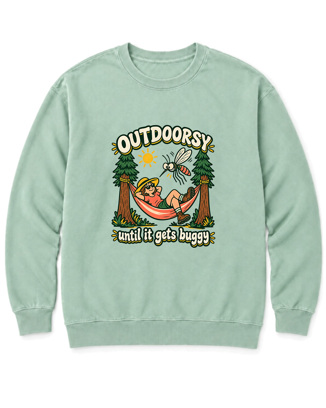 Outdoorsy Until It Gets Buggy Sweatshirt - Chalky Mint