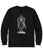 Tree Pose Bear Long Sleeve Shirt - Black