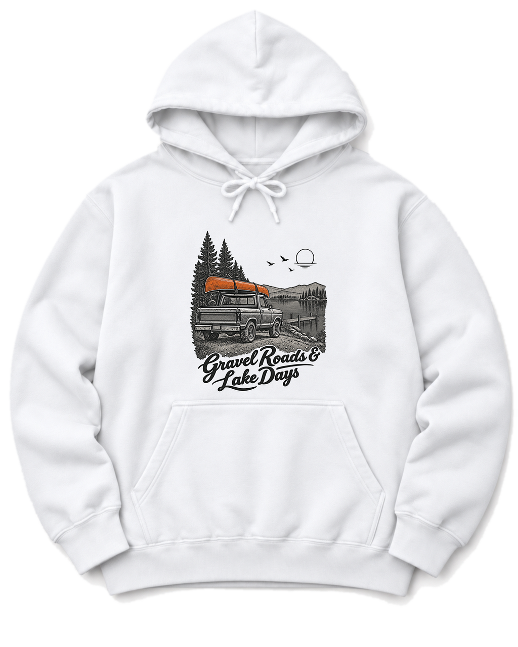 Gravel Roads & Lake Days Hoodie - White