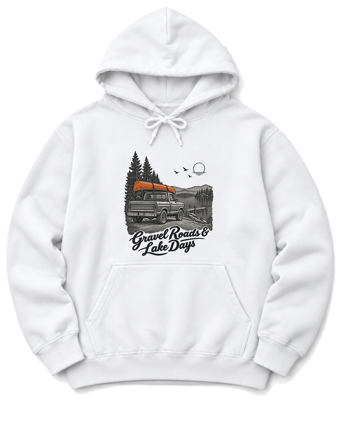 Gravel Roads & Lake Days Hoodie - White