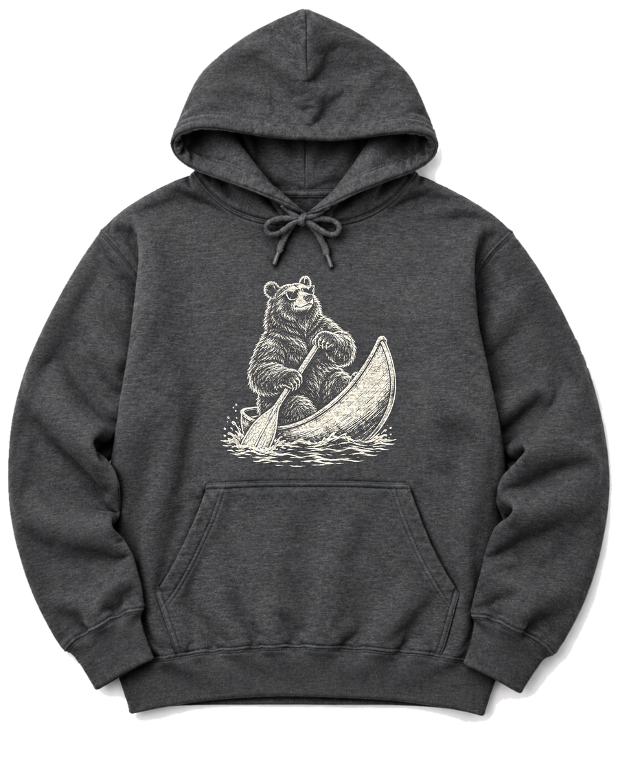 Bear in a Canoe Hoodie - Dark Heather