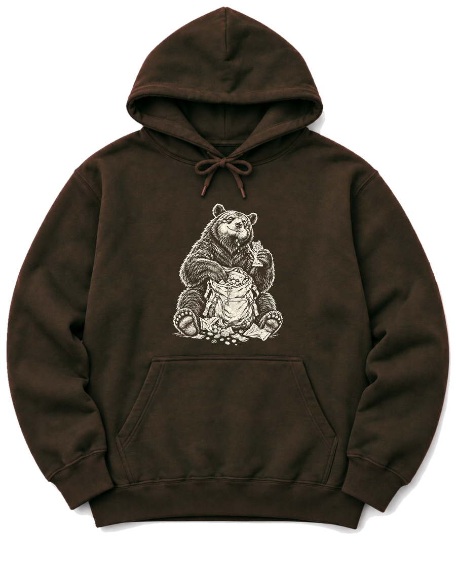 Snack Thief Bear Hoodie - Dark Chocolate