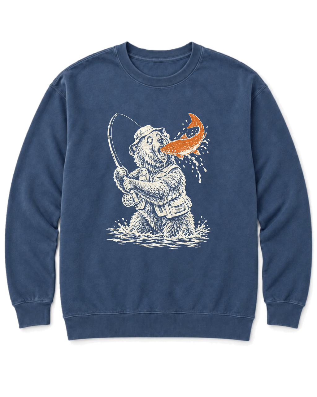 Gone Fishing Grizzly Sweatshirt - Denim