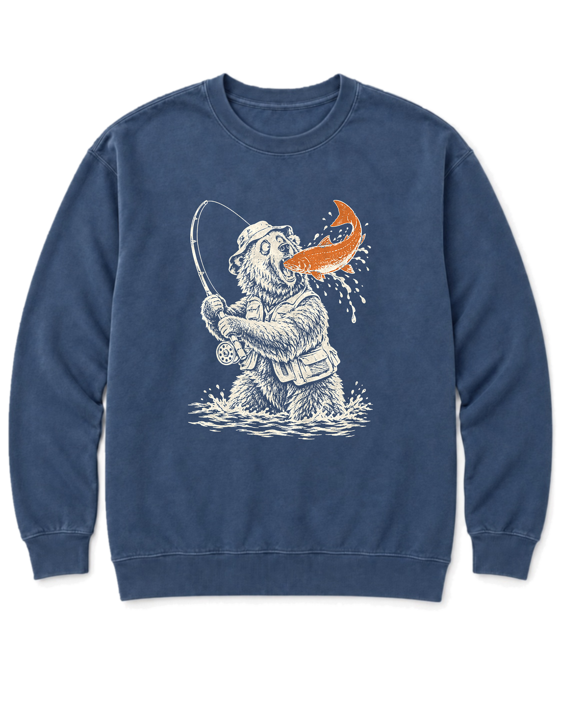 Gone Fishing Grizzly Sweatshirt - Denim