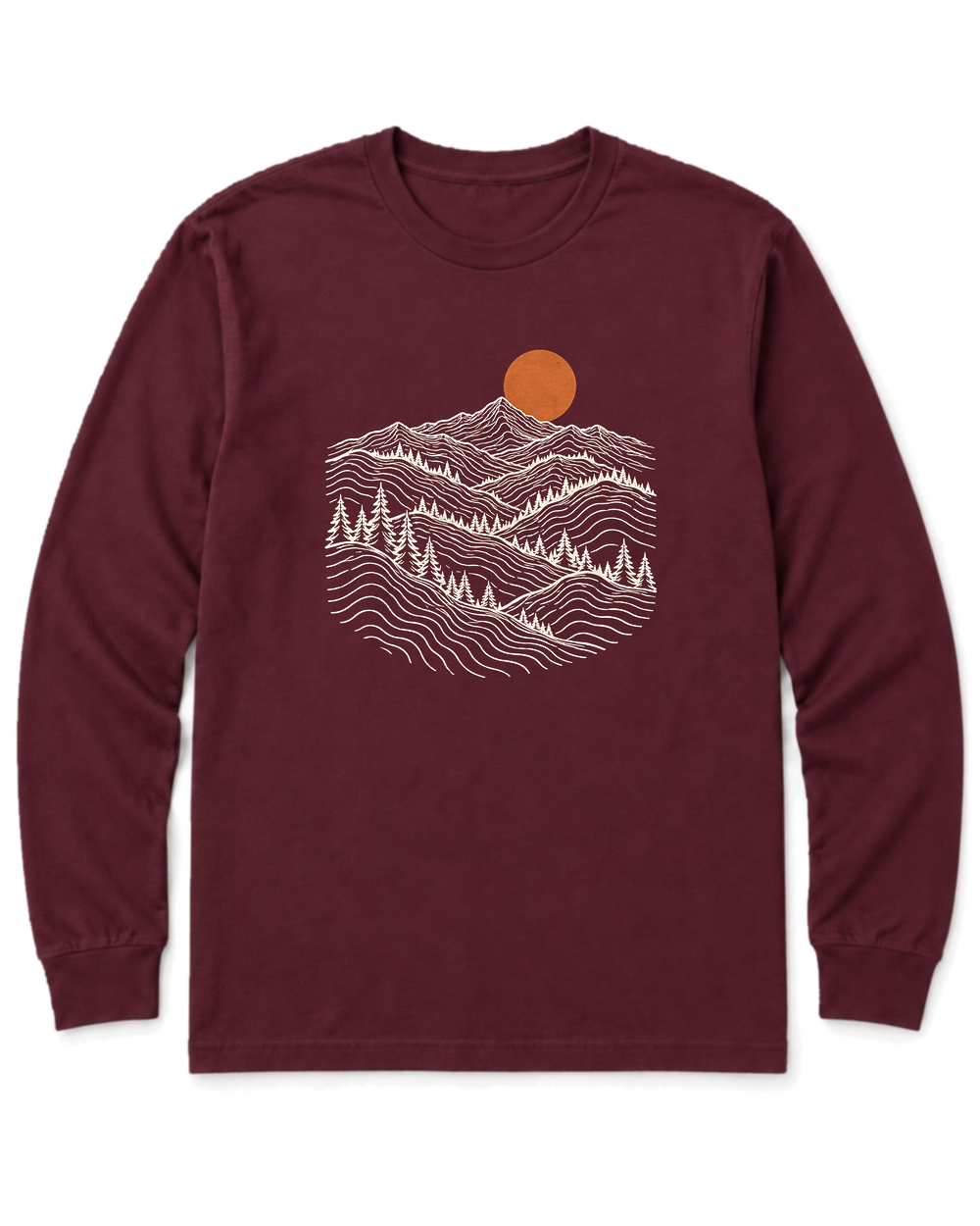 Pine Ridge Moon Long Sleeve Shirt - Maroon