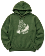 Bear in a Canoe Hoodie - Military Green