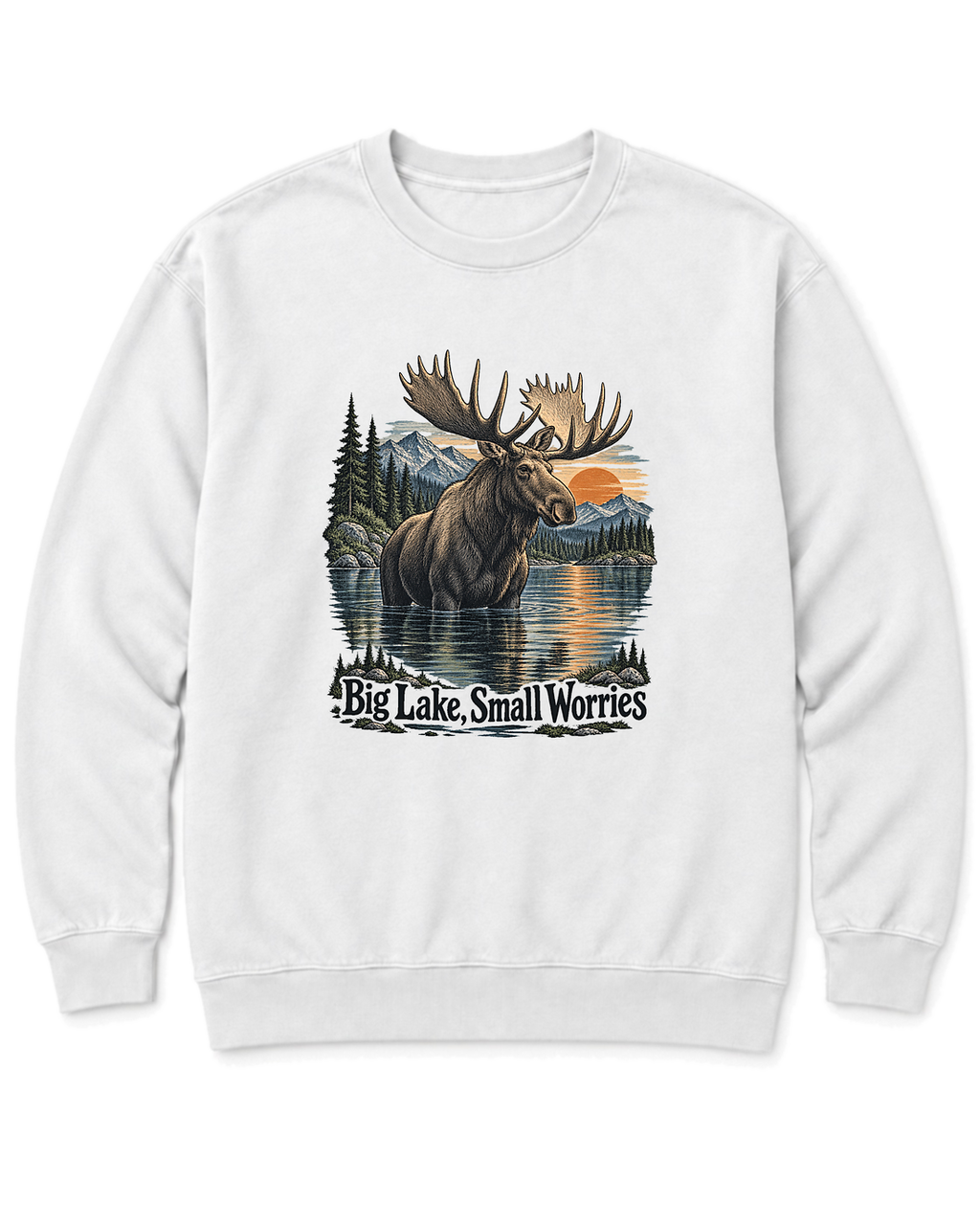 Big Lake, Small Worries Sweatshirt - White