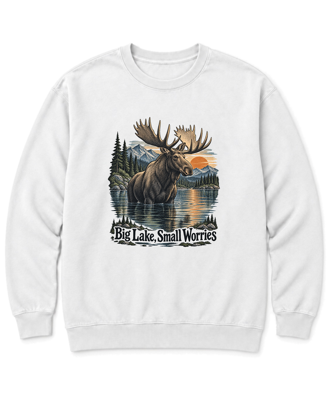 Big Lake, Small Worries Sweatshirt - White