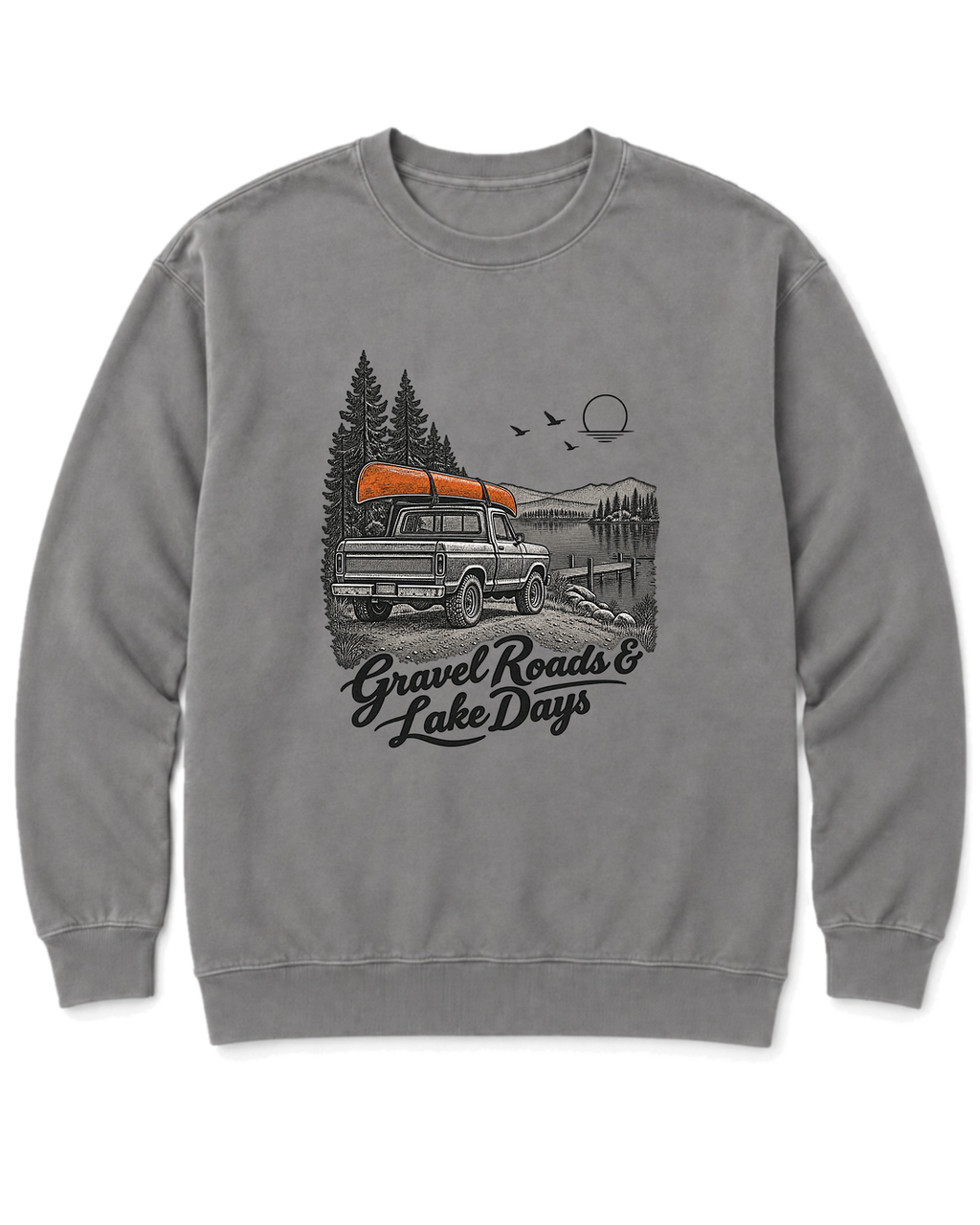 Gravel Roads & Lake Days Sweatshirt - Grey