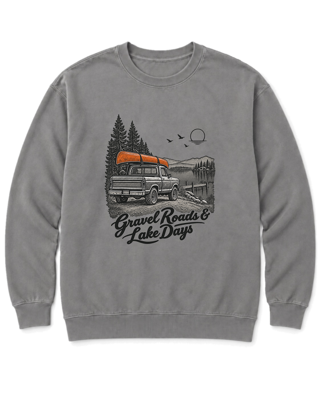 Gravel Roads & Lake Days Sweatshirt - Grey