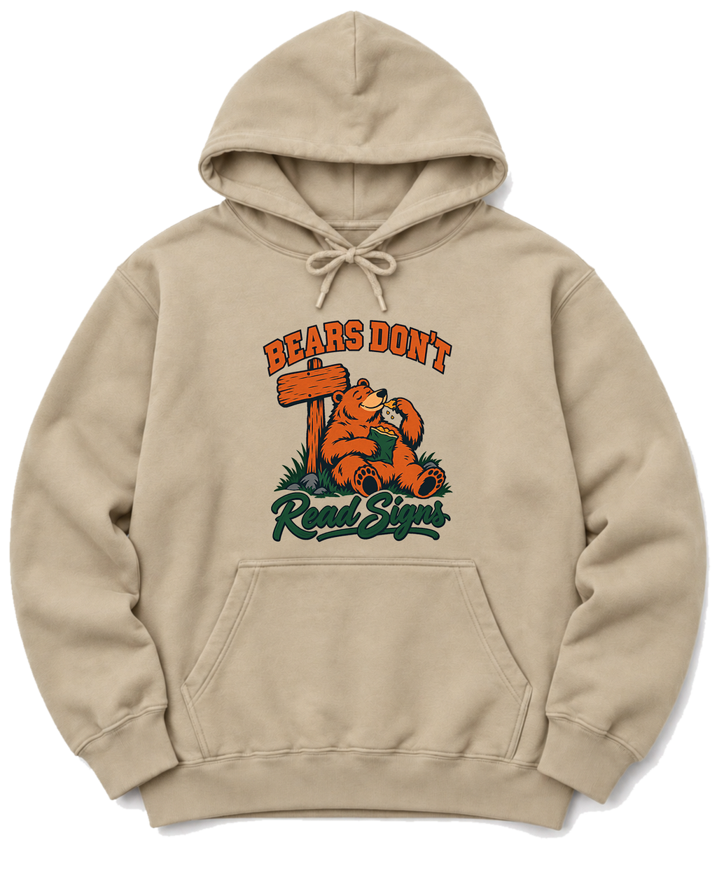Bears Don't Read Signs Hoodie - Sand