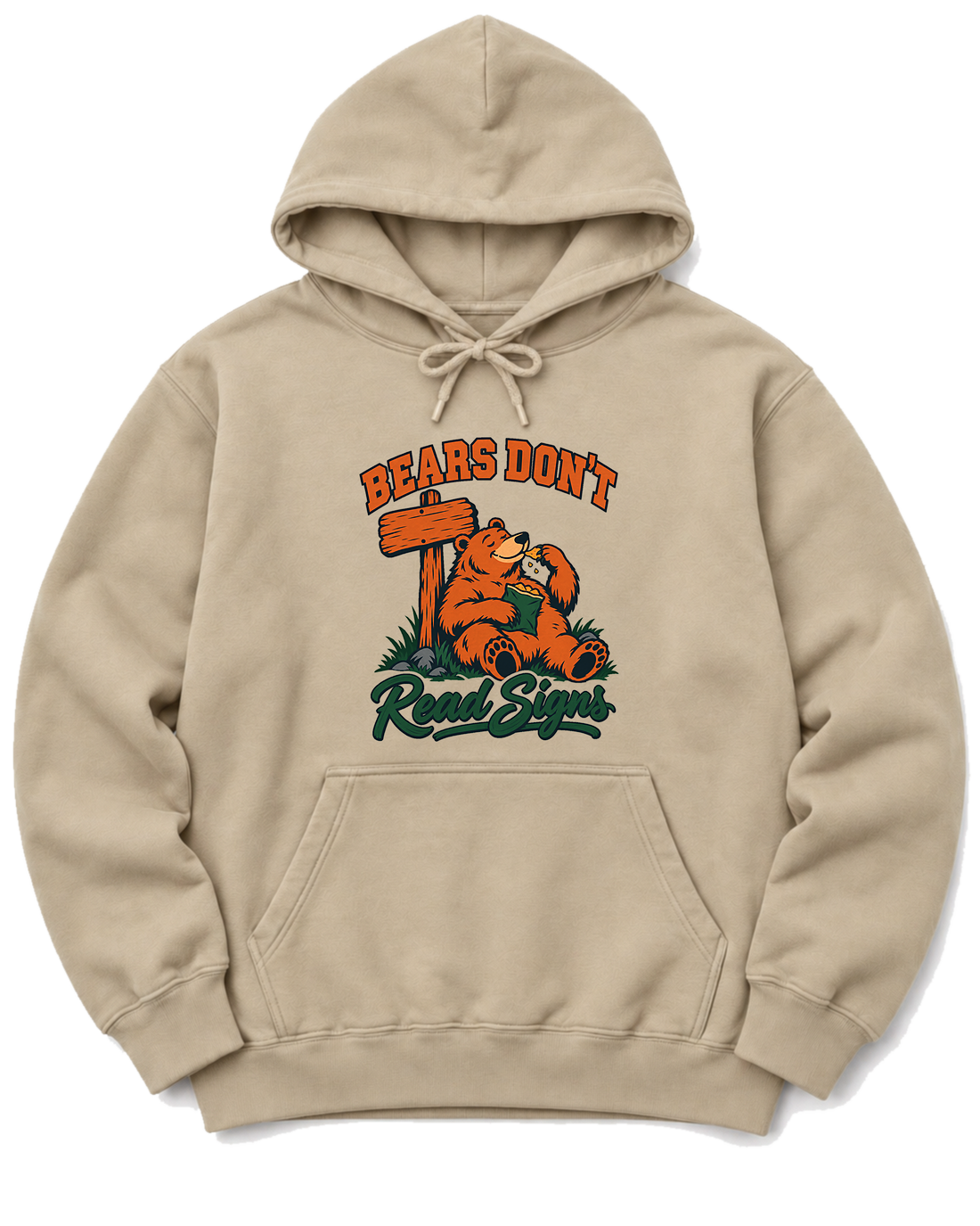 Bears Don't Read Signs Hoodie - Sand