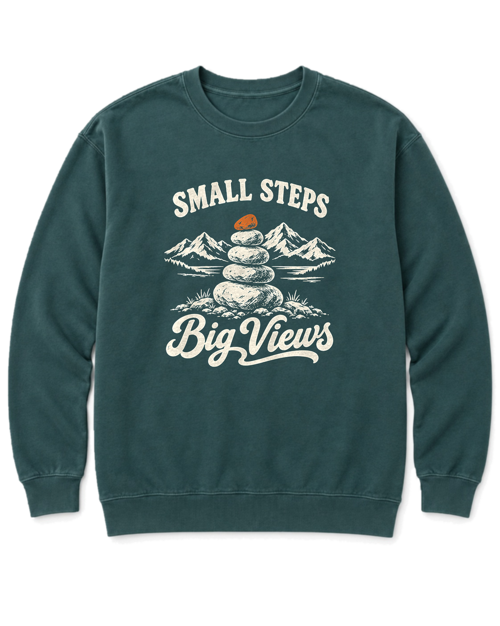 Small Steps, Big Views Sweatshirt - Blue Spruce