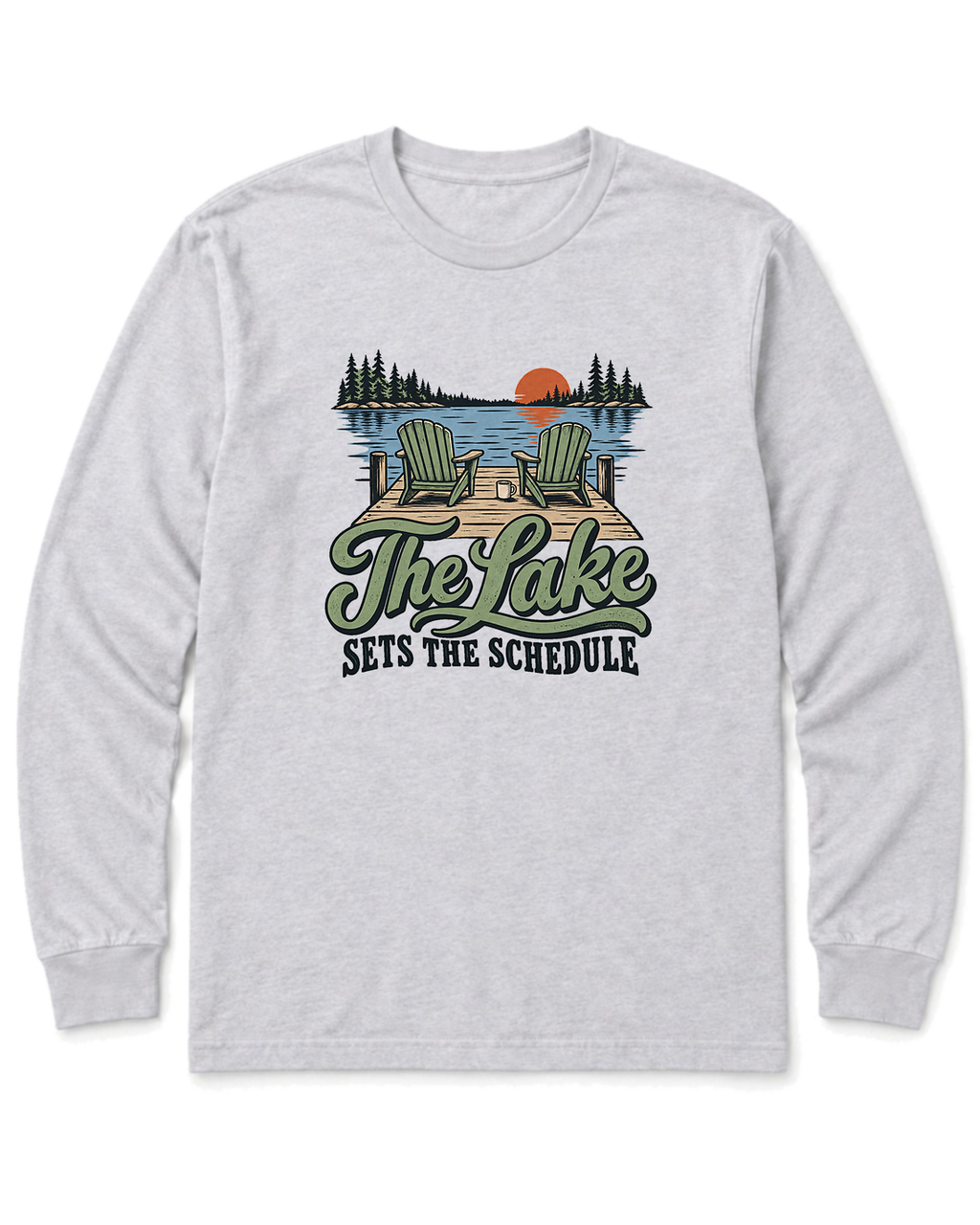 The Lake Sets the Schedule Long Sleeve Shirt - Ash
