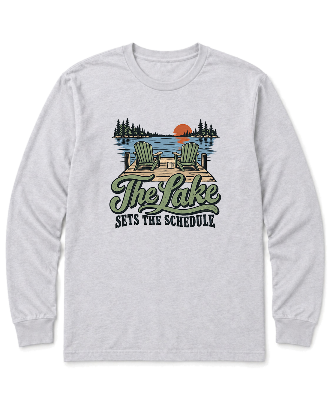 The Lake Sets the Schedule Long Sleeve Shirt - Ash