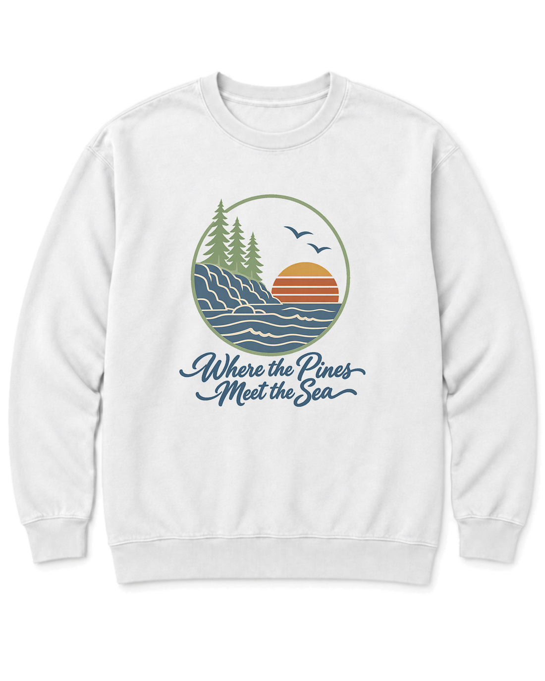 Where the Pines Meet the Sea Sweatshirt - White