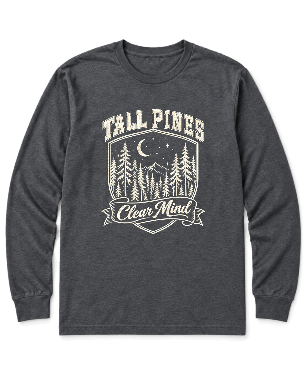 Tall Pines, Clear Mind Long Sleeve Shirt - Dark Heather