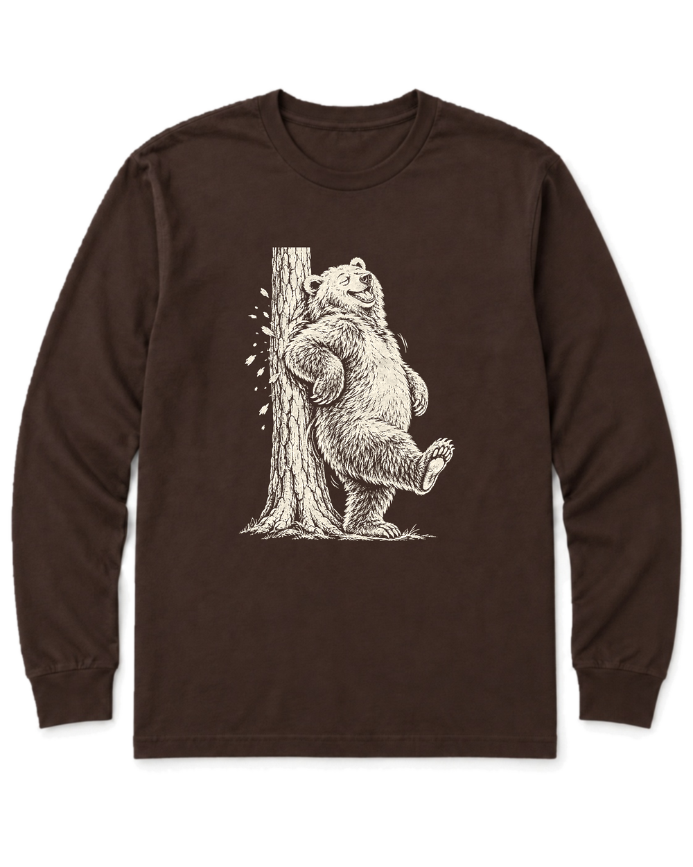 Back Scratch Bear Long Sleeve Shirt - Dark Chocolate