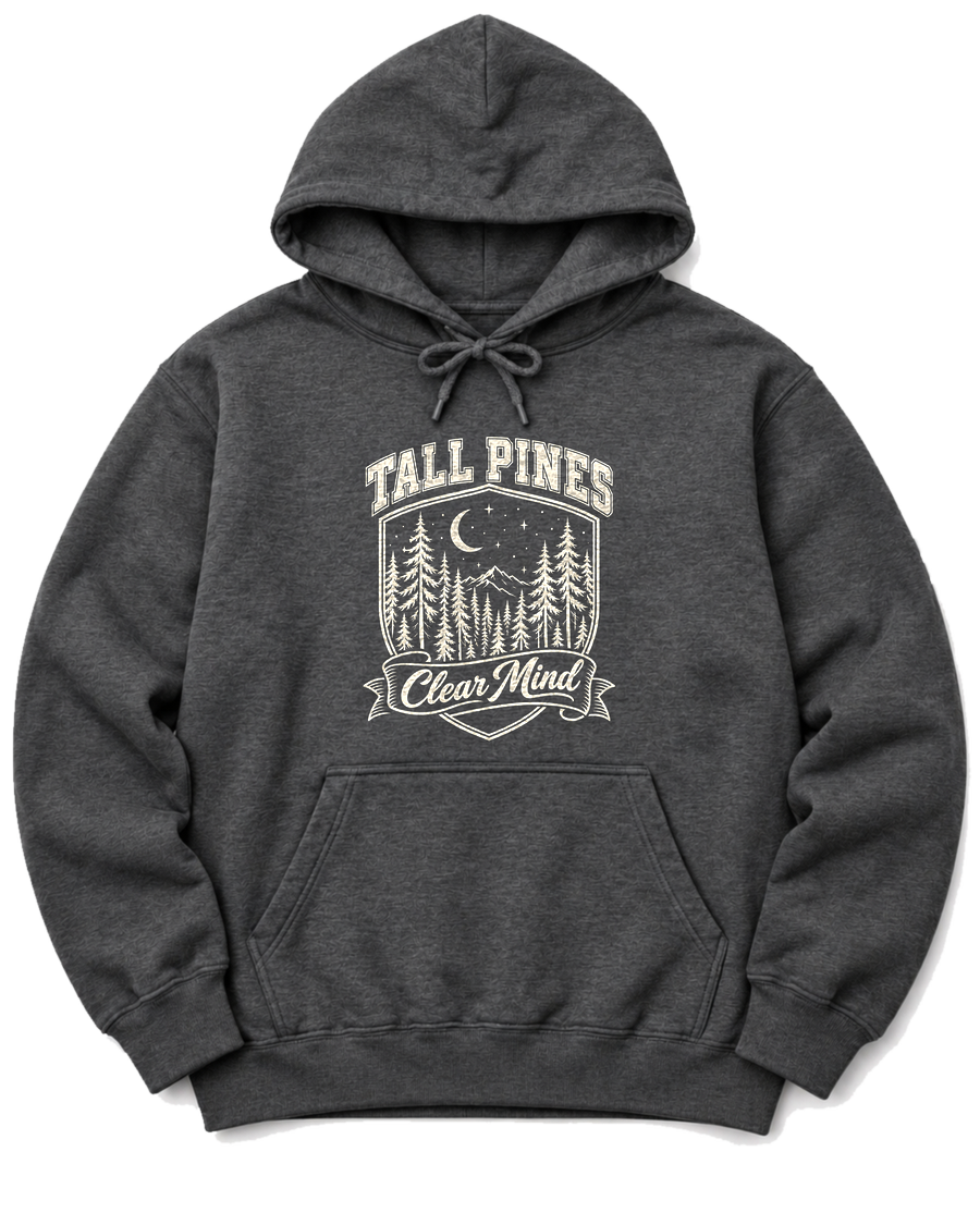 Tall Pines, Clear Mind Hoodie - Dark Heather