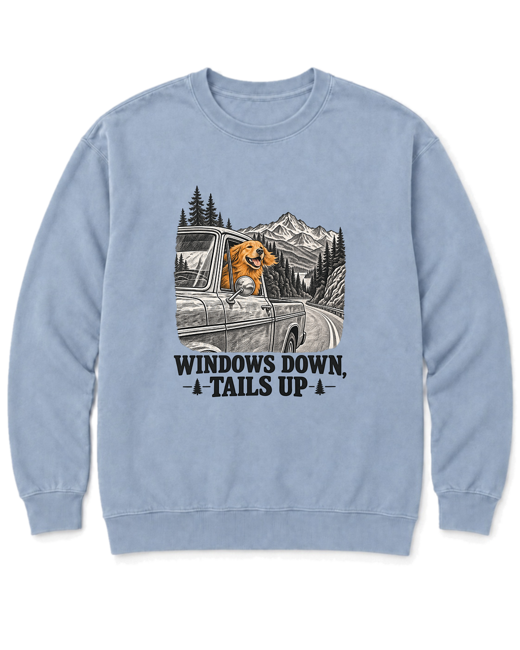 Windows Down, Tails Up Sweatshirt - Chambray