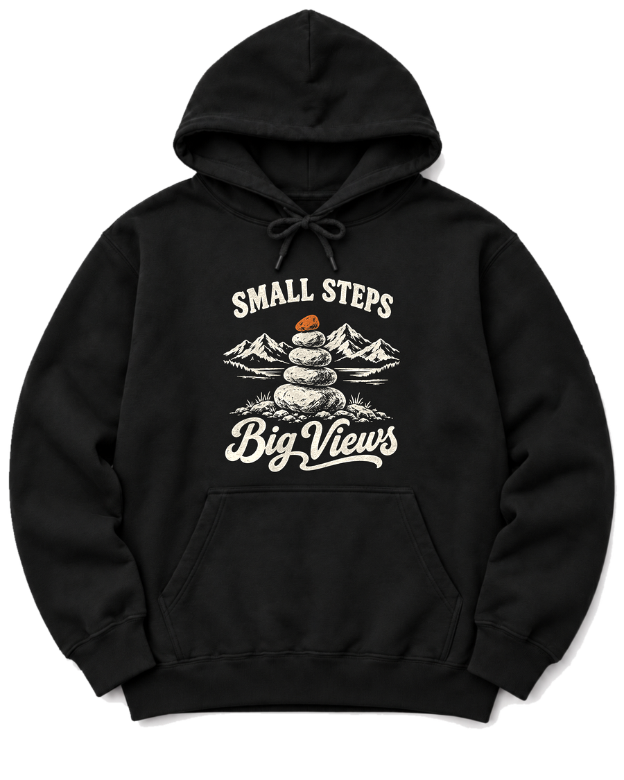 Small Steps, Big Views Hoodie - Black