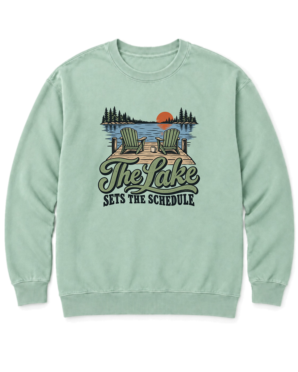 The Lake Sets the Schedule Sweatshirt - Chalky Mint