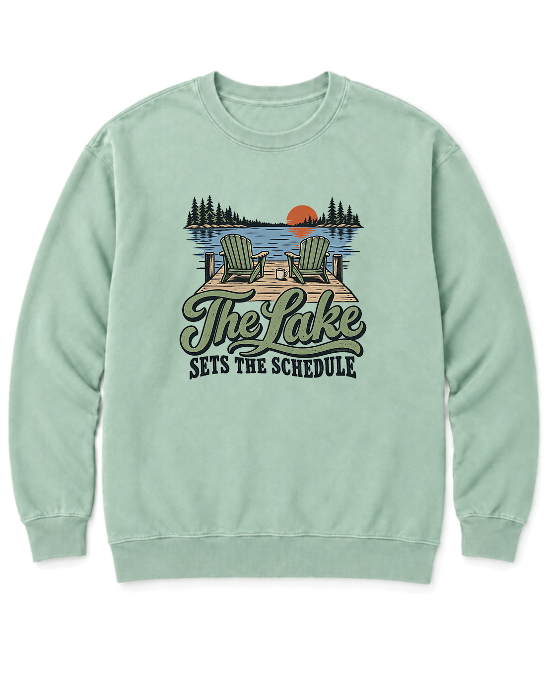 The Lake Sets the Schedule Sweatshirt - Chalky Mint