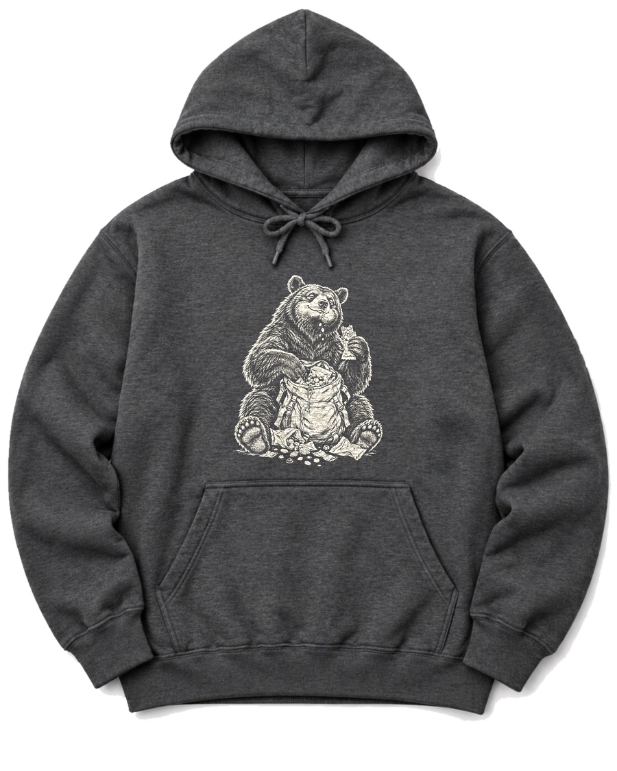 Snack Thief Bear Hoodie - Dark Heather