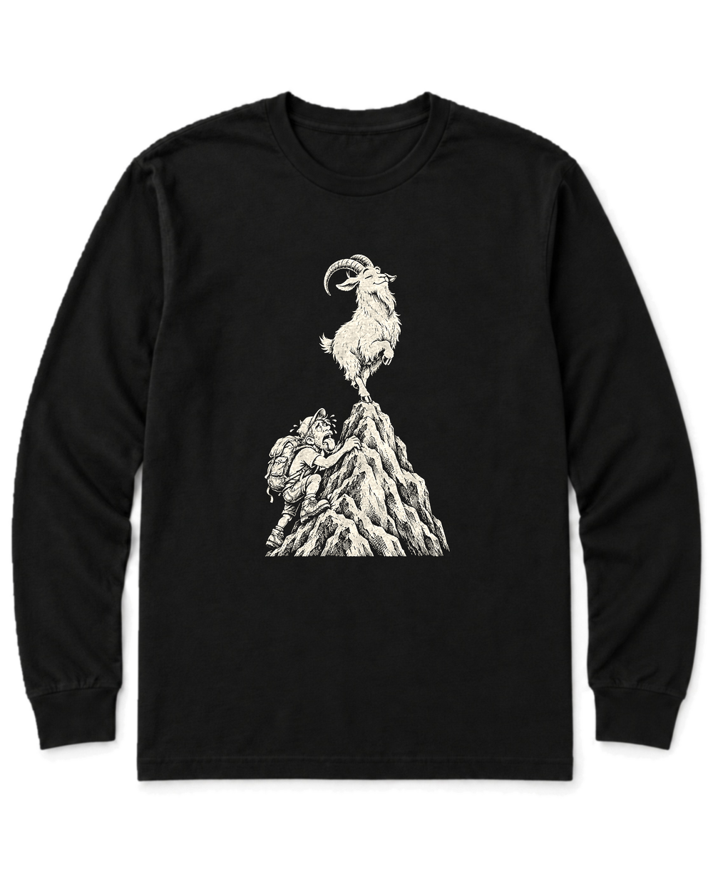 Show-Off Mountain Goat Long Sleeve Shirt - Black
