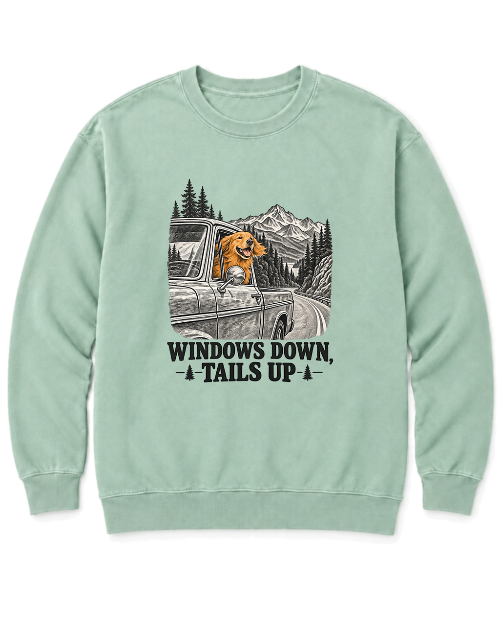 Windows Down, Tails Up Sweatshirt - Chalky Mint