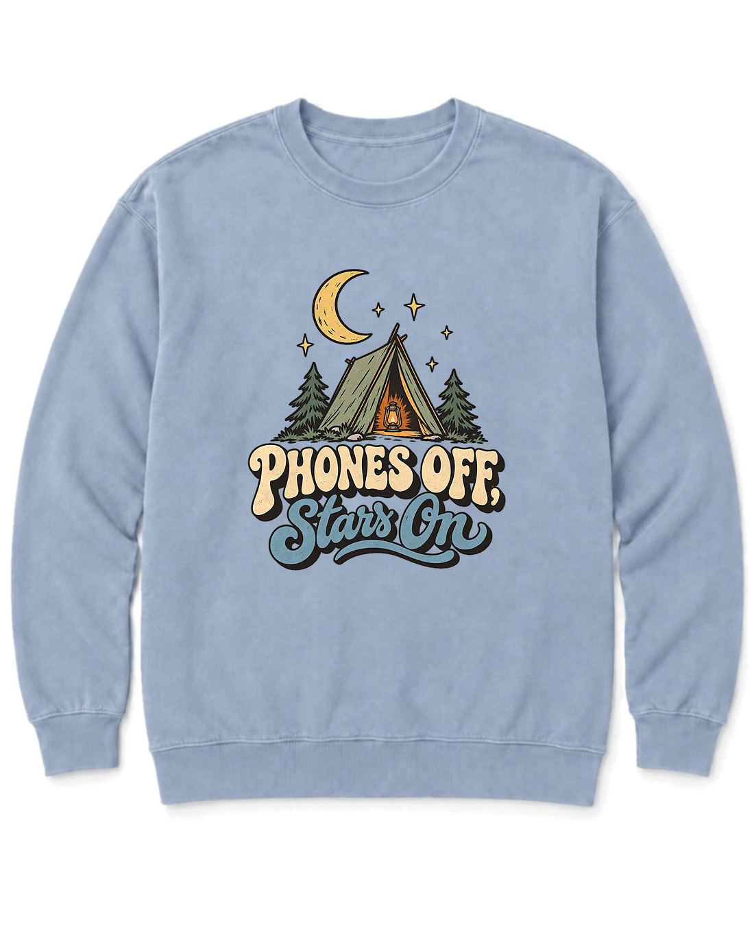 Phones Off, Stars On Sweatshirt - Chambray