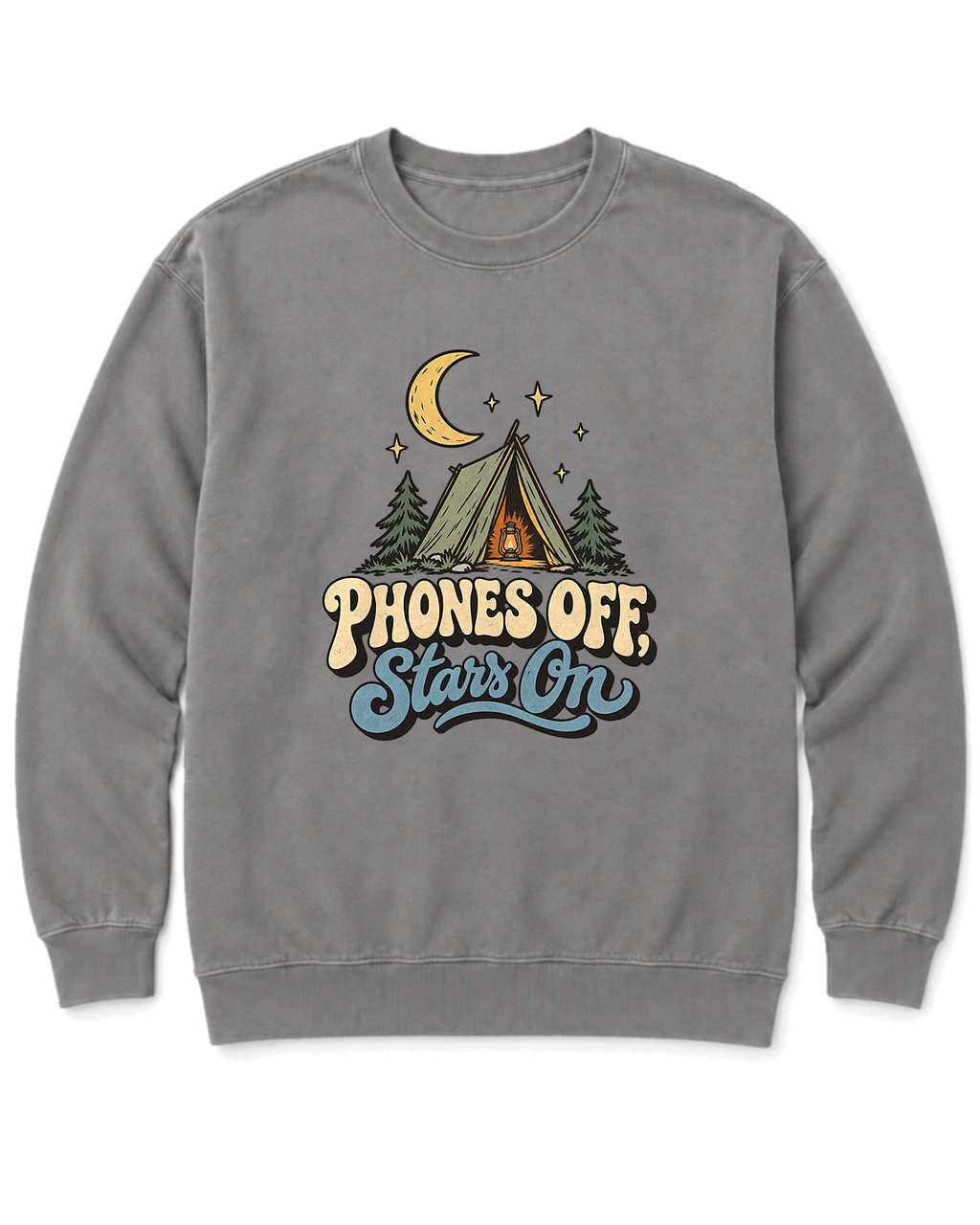 Phones Off, Stars On Sweatshirt - Grey