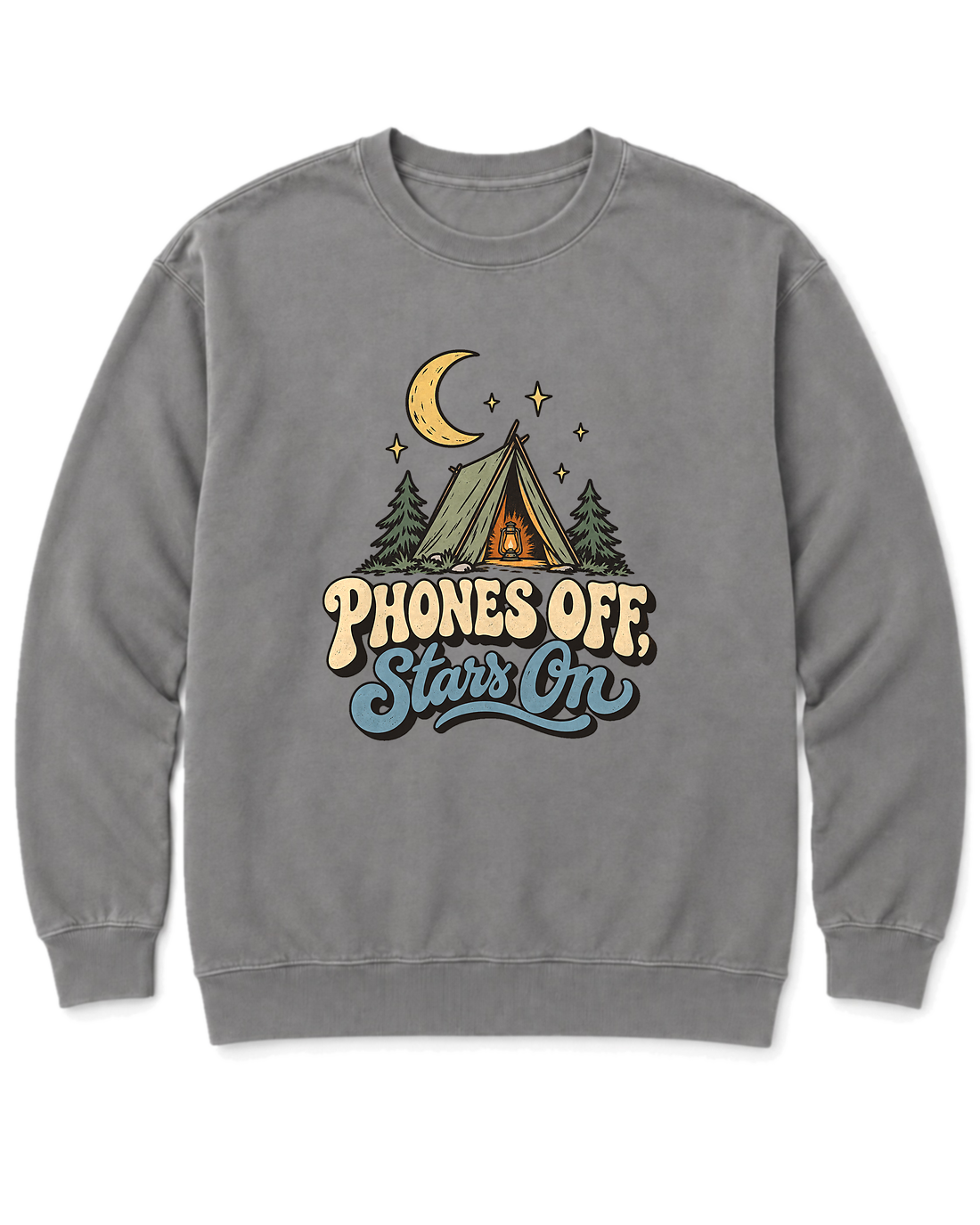Phones Off, Stars On Sweatshirt - Grey